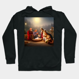 Christmas nativity scene as imagined by an AI art generator Hoodie